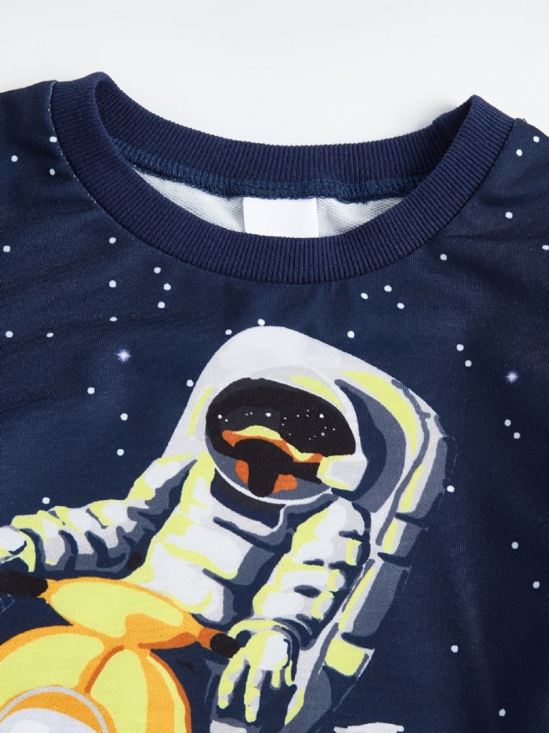 Poikien Pyjamat Perheasut Space Astronaut Print Pyöreäpääntie Pitkähihainen Toppi & Housutsetti Lasten Vaatteet