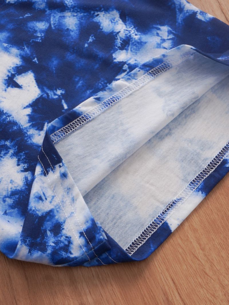 Poikien Tie Dye Kukkaprintti Crop Sleeve Casual Kaksiosainen Setti