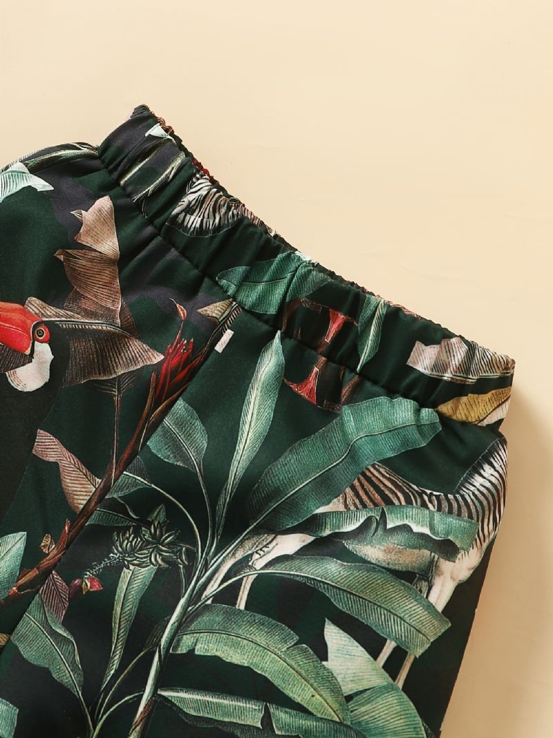 Poikien Värillinen Paita + Tropical Print Shortsisarja Vauvanvaatteita Kesäksi