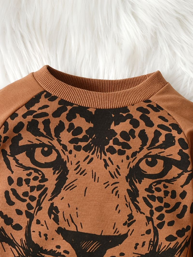 Syksy-talvi New Poikien Print Crew Neck Collegepaita Housut Setti