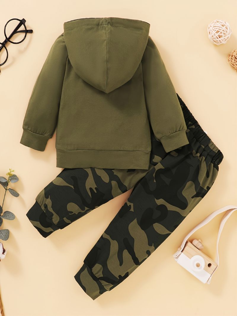 Syksy Talvi Uusi Vauvan Poikien Casual Camouflage Hupullinen Printti Kaksiosainen Setti