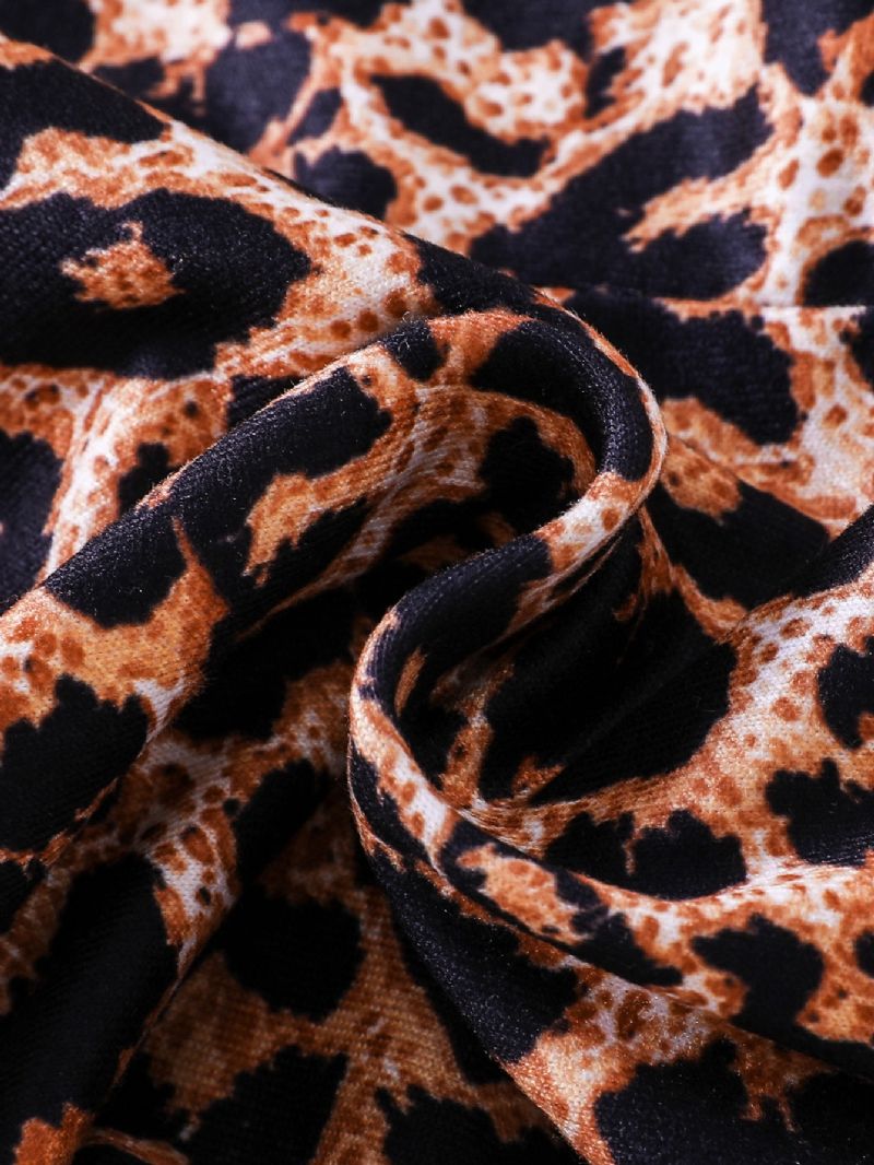 Taaperotytön Neule Syksyinen Leopardikuvioinen Leggingsit Musta Villapaita