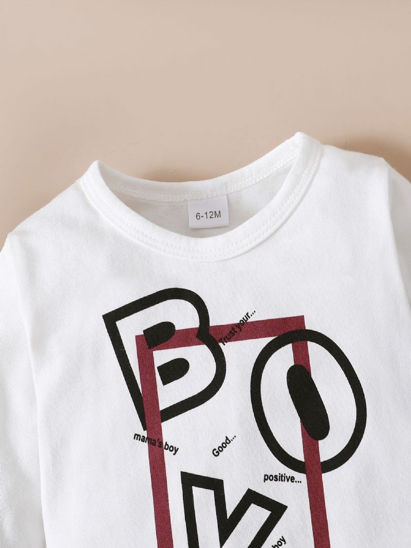 Toddler Poikien Letter Crew Neck Pitkähihainen Collegepaita Jogger Collegehousut