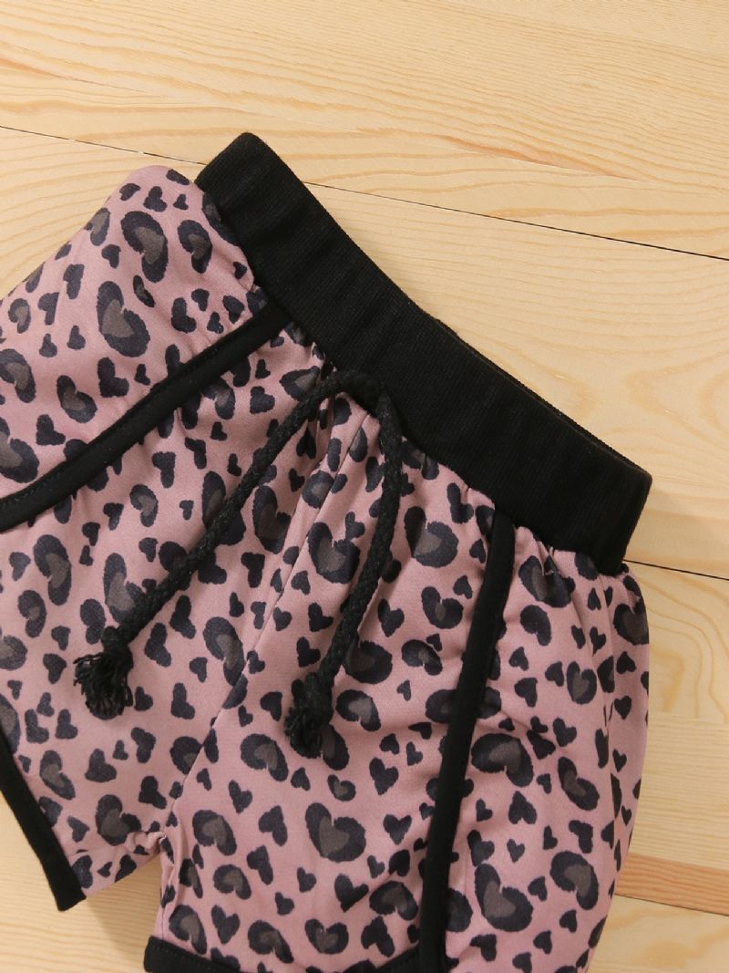 Toddler Tyttöjen Bear Leopard Print Pitkähihainen Collegepaita Kiristysnyörillä Collegehousut