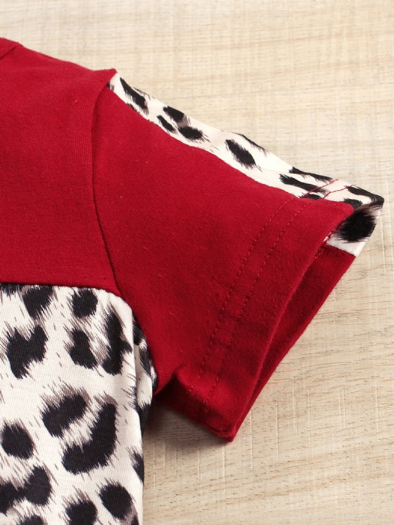 Toddler Tyttöjen Patchwork Red Leopard Shortsit Setti