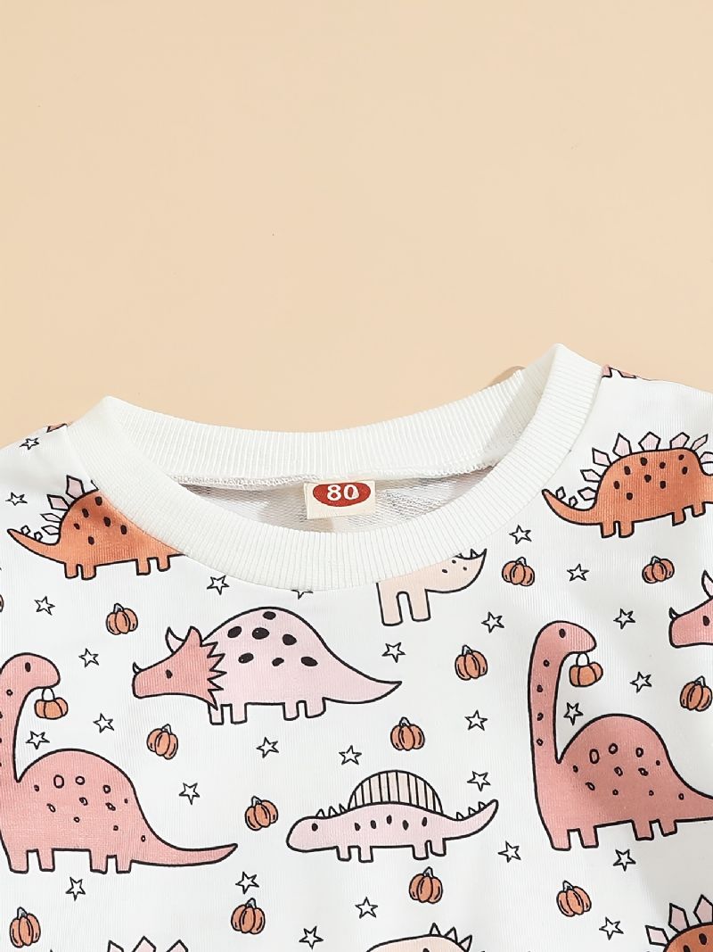 Toddler Vauvan Pullover Dinosaur Print Pitkähihainen Pyöreäkaulapusero Toppi & Housut Pojille Tytöille Lasten Vaatteet