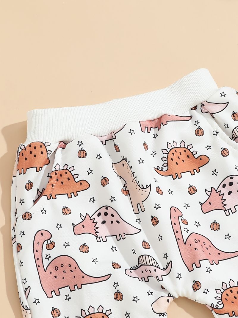 Toddler Vauvan Pullover Dinosaur Print Pitkähihainen Pyöreäkaulapusero Toppi & Housut Pojille Tytöille Lasten Vaatteet