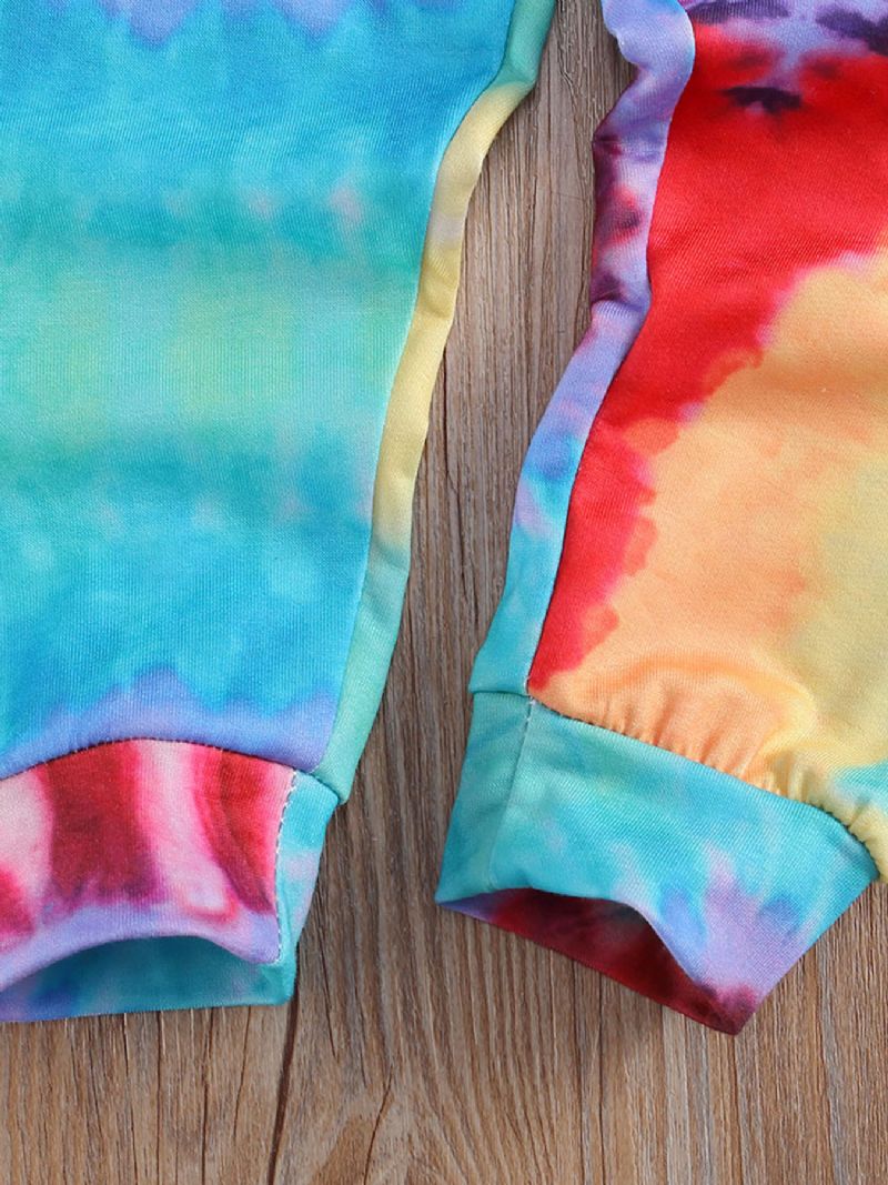 Tyttöjen Solmio Dye Print Hupullinen Pitkähihainen Huppari Ja Housutsetti Taaperoille