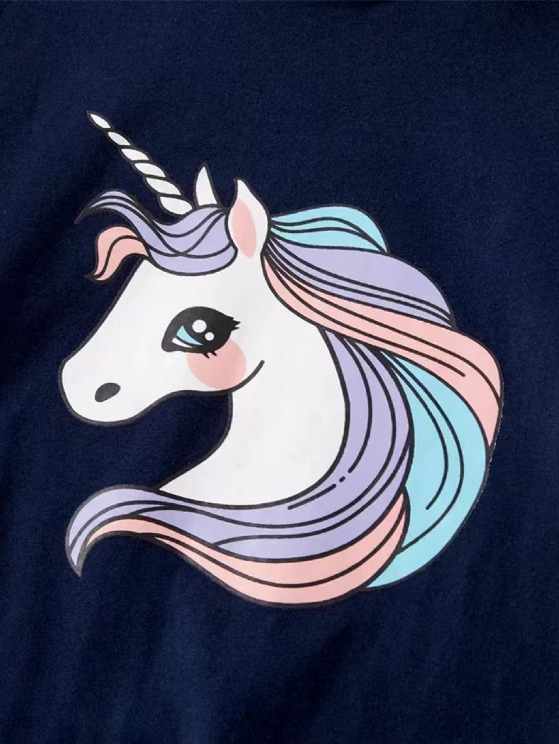 Tyttöjen Unicorn Print Muoti Casual Huppari & Leggingssetit