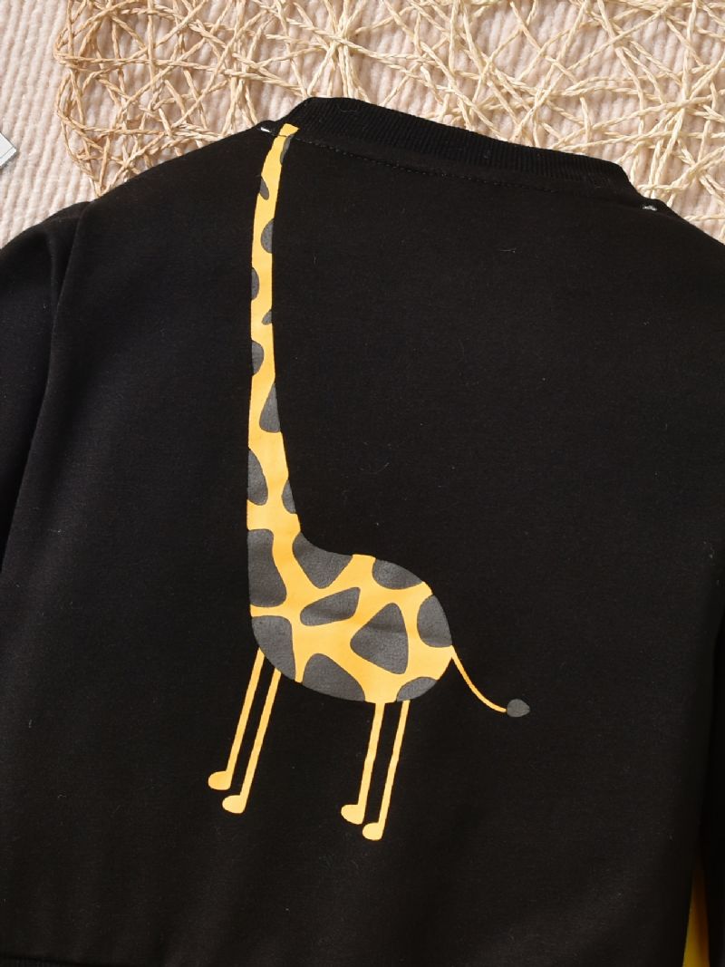 Uusi Poikien Giraffe Printed Crew Neck Collegepaita Housut Setti