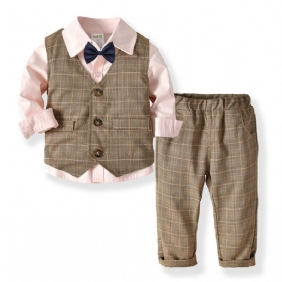 Vauva Toddler Poikien Gentleman Bowtie Outfits Pitkähihainen Puku