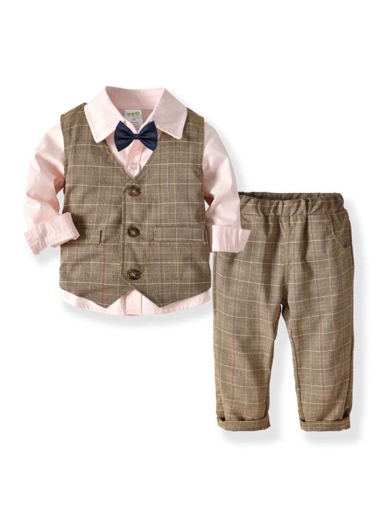 Vauva Toddler Poikien Gentleman Bowtie Outfits Pitkähihainen Puku