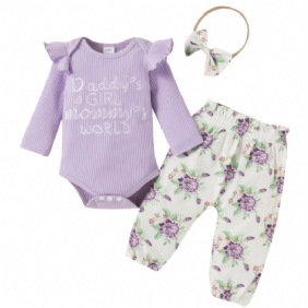 Vauvan Asut Röyhelöhousut + Kukkahousut + Päänauhasetti Vastasyntyneiden Tyttöjen Vaatteet