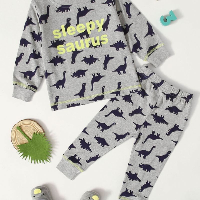 Vauvan Casual Sarjakuva Dinosaur Printed Collegepaita Housut Setit