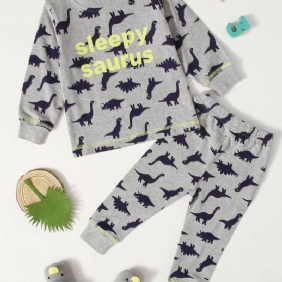 Vauvan Casual Sarjakuva Dinosaur Printed Collegepaita Housut Setit