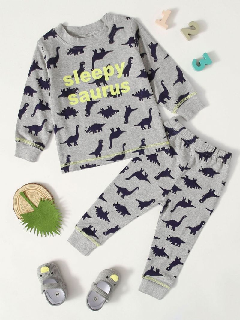 Vauvan Casual Sarjakuva Dinosaur Printed Collegepaita Housut Setit