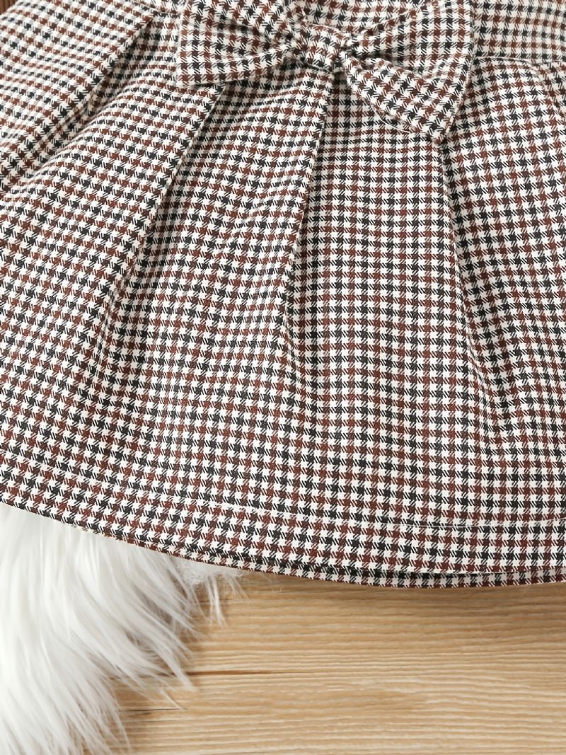 Vauvan Pitkähihainen Body Ja Houndstooth-kuvioinen Laskostettu Rusettihame Bodysuit Onesie-haalari Vaatteet Peittosarjat