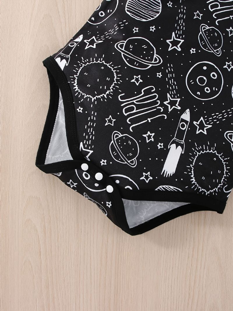 Vauvan Poikien Casual Planet Space Print Romper & Solid Bib Shortsisetti