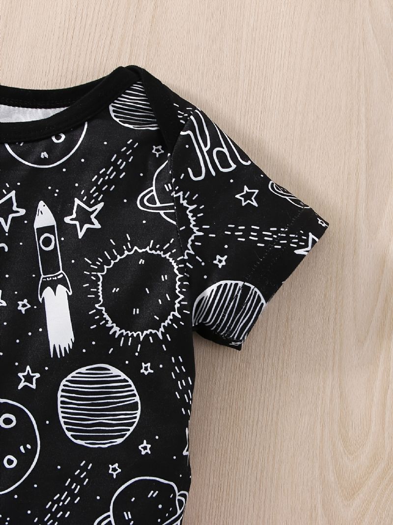 Vauvan Poikien Casual Planet Space Print Romper & Solid Bib Shortsisetti