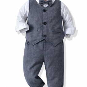 Vauvan Poikien Gentleman Outfit Muodollinen Puku Pitkähihainen Vaatesarja