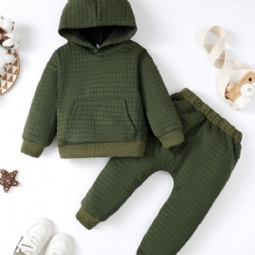 Vauvan Poikien Solid Hoodies Sweatshirt Top & Housut Setti Talvisetit