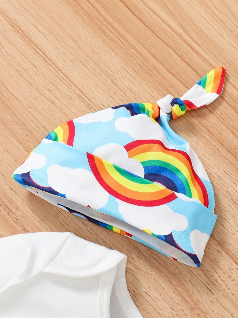 Vauvan Poikien Tyttöjen & Housut & Hattu Sloganilla Rainbow Graafiset Vauvanvaatteet Layette-setit