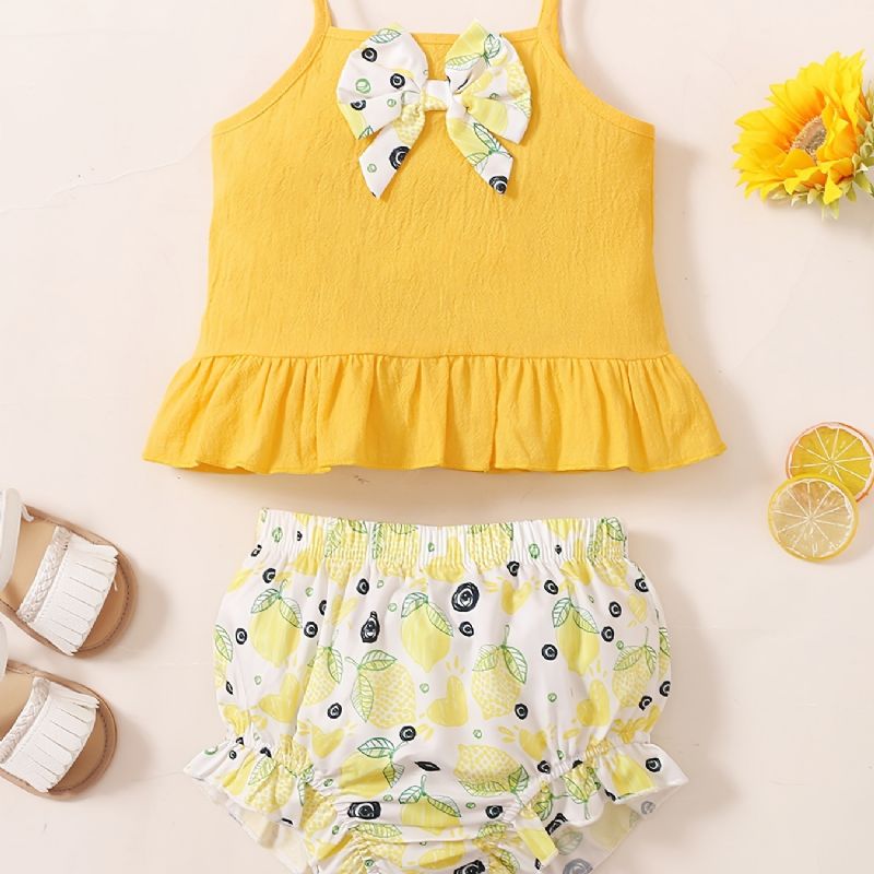 Vauvan Tyttöjen Camisole Lemon Print Shortsisetti