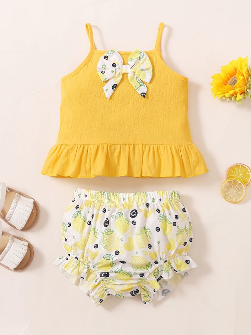 Vauvan Tyttöjen Camisole Lemon Print Shortsisetti