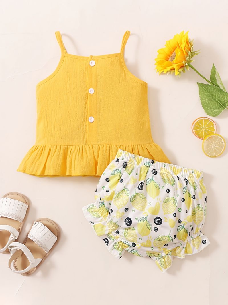 Vauvan Tyttöjen Camisole Lemon Print Shortsisetti