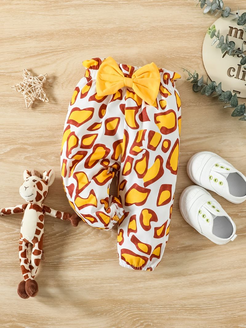 Vauvan Tyttöjen Giraffe Print Ruffle Sleeve Housuhousu + Housusarja Bodysuit Onesie Vaatteet