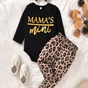 Vauvan Tyttöjen Mama's Mini Print Romper Leopard Housut Setti