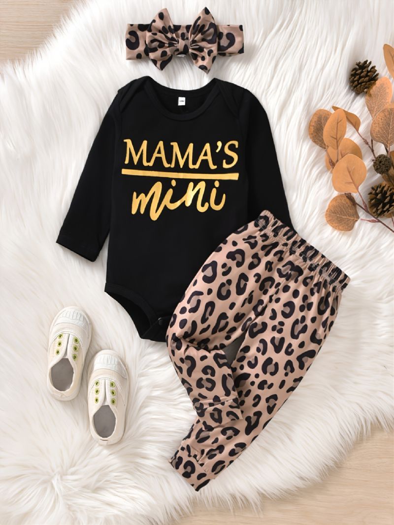 Vauvan Tyttöjen Mama's Mini Print Romper Leopard Housut Setti