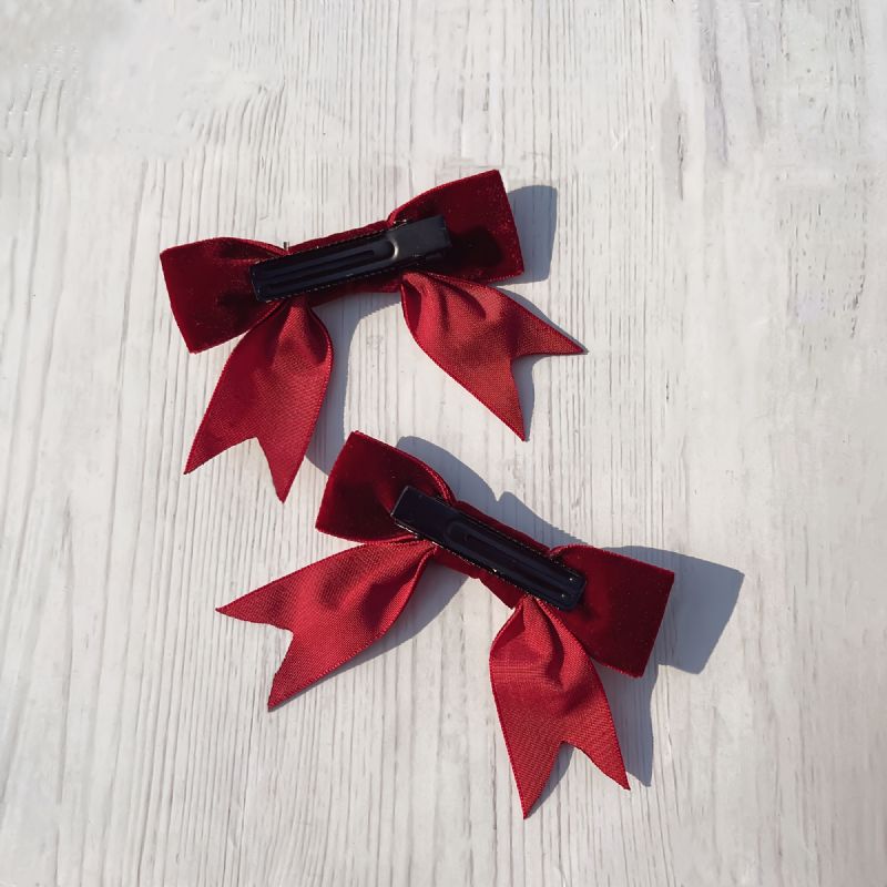 1pari Lasten Söpöjä Velvet Bow Hair Clip Hiustarvikkeita