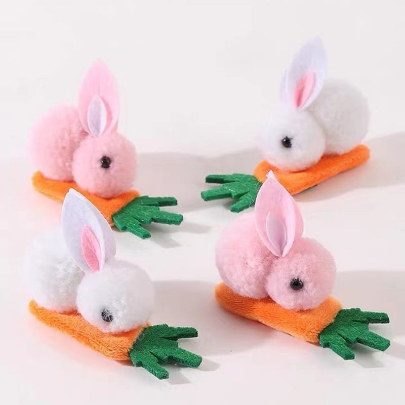 2 Kpl Tyttöjen Pehmo Rabbit Porkkana Hair Clip Hiustarvikkeet