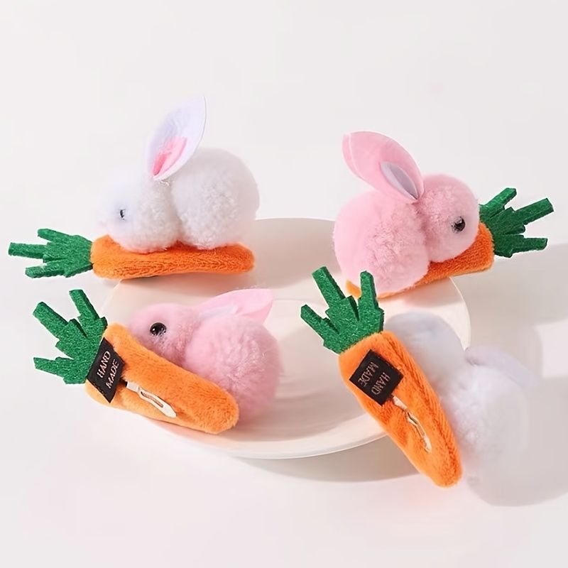 2 Kpl Tyttöjen Pehmo Rabbit Porkkana Hair Clip Hiustarvikkeet