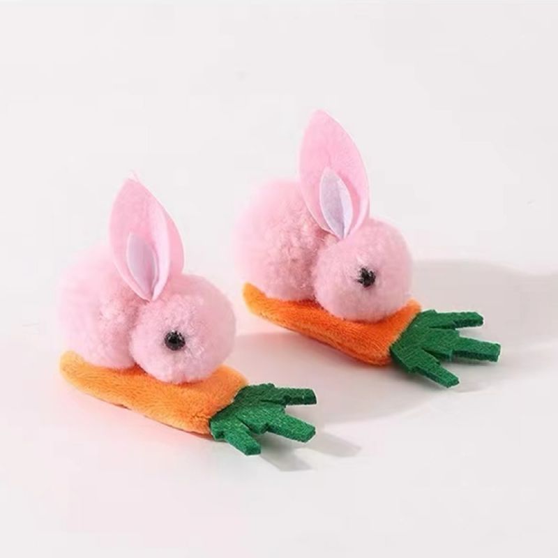 2 Kpl Tyttöjen Pehmo Rabbit Porkkana Hair Clip Hiustarvikkeet