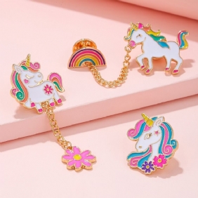 3 Kpl Tyttöjen Unicorn Rainbow Design Rintaneulat Reppu Farkut Paidat