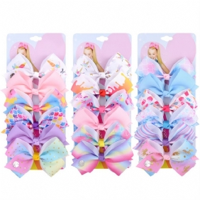 6 Kpl / Setti Lasten Sweet Butterfly Flower Print Knot Hiustarvikkeet Hiusklipsit