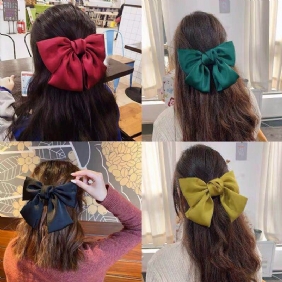 Bow Hair Barrettes Satin Solid Color Clips Naisten Tytöille Hiustarvikkeet