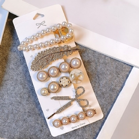 Faux Pearl Hiusklipsit Muoti Tytöt Elegant Barrette Pitkille Hiuksille Lyhyille Naisten Tytöille 6 Kpl / Setti