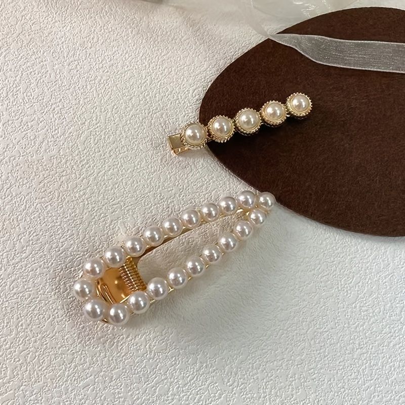 Faux Pearl Hiusklipsit Muoti Tytöt Elegant Barrette Pitkille Hiuksille Lyhyille Naisten Tytöille 6 Kpl / Setti