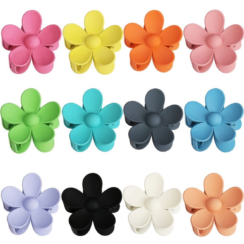 Flower Claw Clips Suuret Hiusleuka Naisten Tytöille Paksut Hiukset Matta Isot Hiusten Kynsipidikkeet Liukumattomat Vahvaa Pitoa Hiuskiinnikkeet Barrettes Päähineet Tarvikkeet Ohuille Hiuksille 1kpl