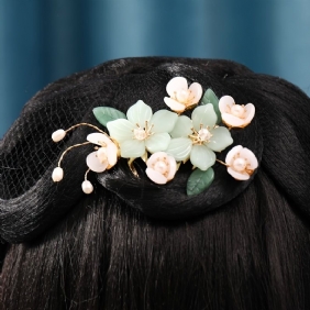 Jade Flower Hiusneulat Naisten Tytöt Hiuspuikko Retro Chignon Pin Hiussyömäpuikot Hiusten Muotoilu Tekeminen Asusteet Vihreät
