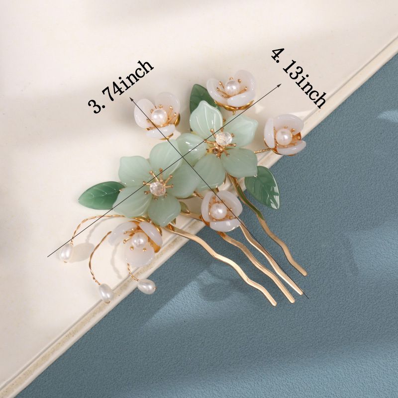 Jade Flower Hiusneulat Naisten Tytöt Hiuspuikko Retro Chignon Pin Hiussyömäpuikot Hiusten Muotoilu Tekeminen Asusteet Vihreät