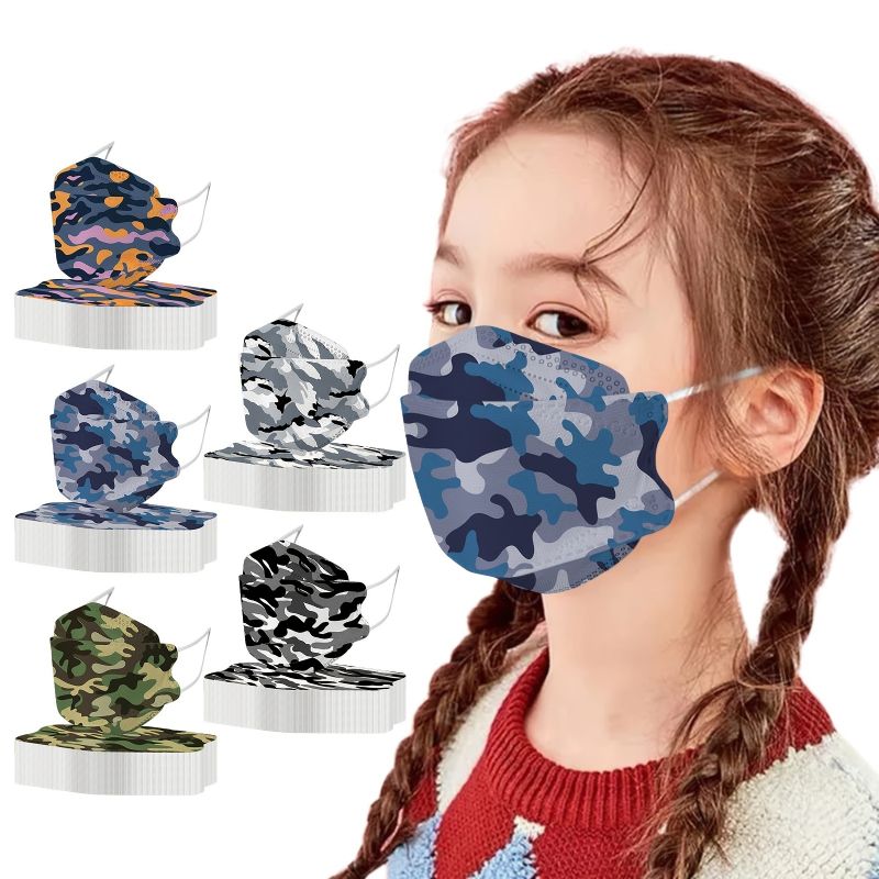 Lasten Face_mask Söpö Naamiointipainettu 4-kerroksinen Hengittävä 3d-muotoilu Kalan Muotoinen Lapsille Pojille Tytöille