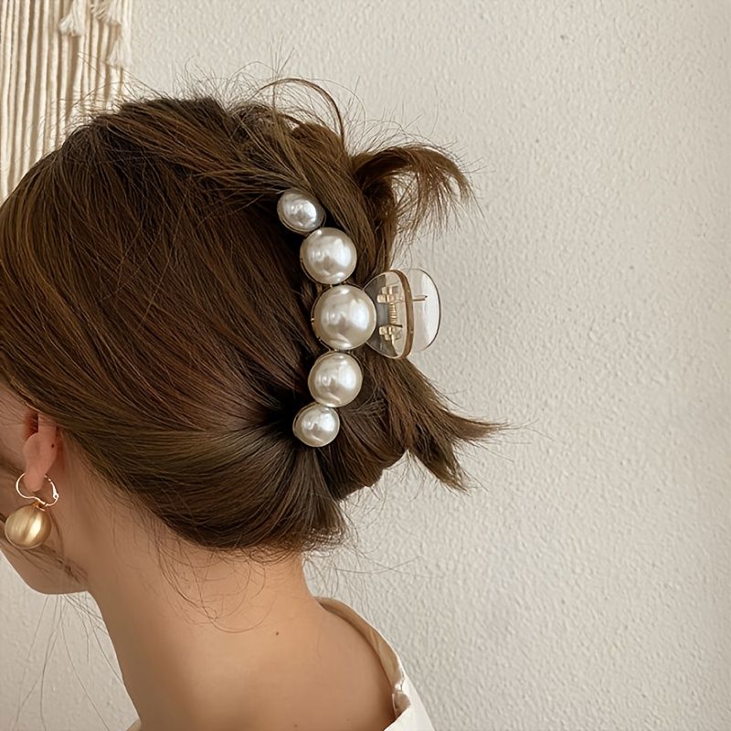 Pearl Hair Clawstyling Hiusklipsit Vahva Pito Hiusleuka Clips Isot Hiusleimat Barrettes Liukumattomat Hiustarvikkeet Syntymäpäivälahja Naisille Tytöille Tytär Tyttöystävä