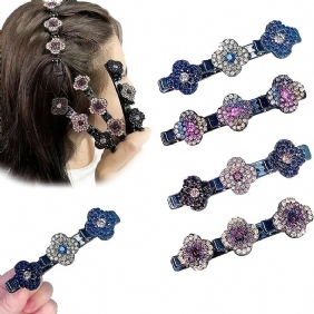 Sparkling Crystal Stone Punotut Hiusklipsitlucky Double Layer Hiusnauhattu Clips Strassikivet Kolmoispunotut Hiusklipsit Tytöille Naisille