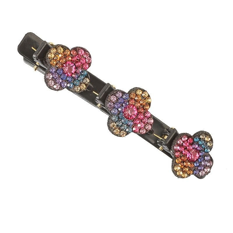 Sparkling Crystal Stone Punotut Hiusklipsitlucky Double Layer Hiusnauhattu Clips Strassikivet Kolmoispunotut Hiusklipsit Tytöille Naisille