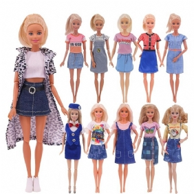 Uusin Mekko Barbie Denim Hame Sininen Tyttö Nukke Vaatteet Sopii 30 cm Asusteet Tee Itse Lahja Korkokengät