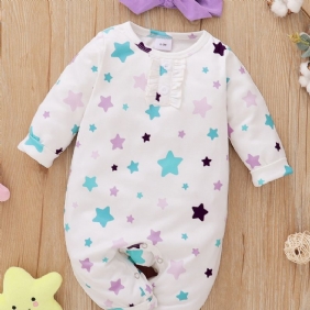 2 Kpl Tyttöjen Little Star Print Pitkähihainen Haalari Ja Päähine